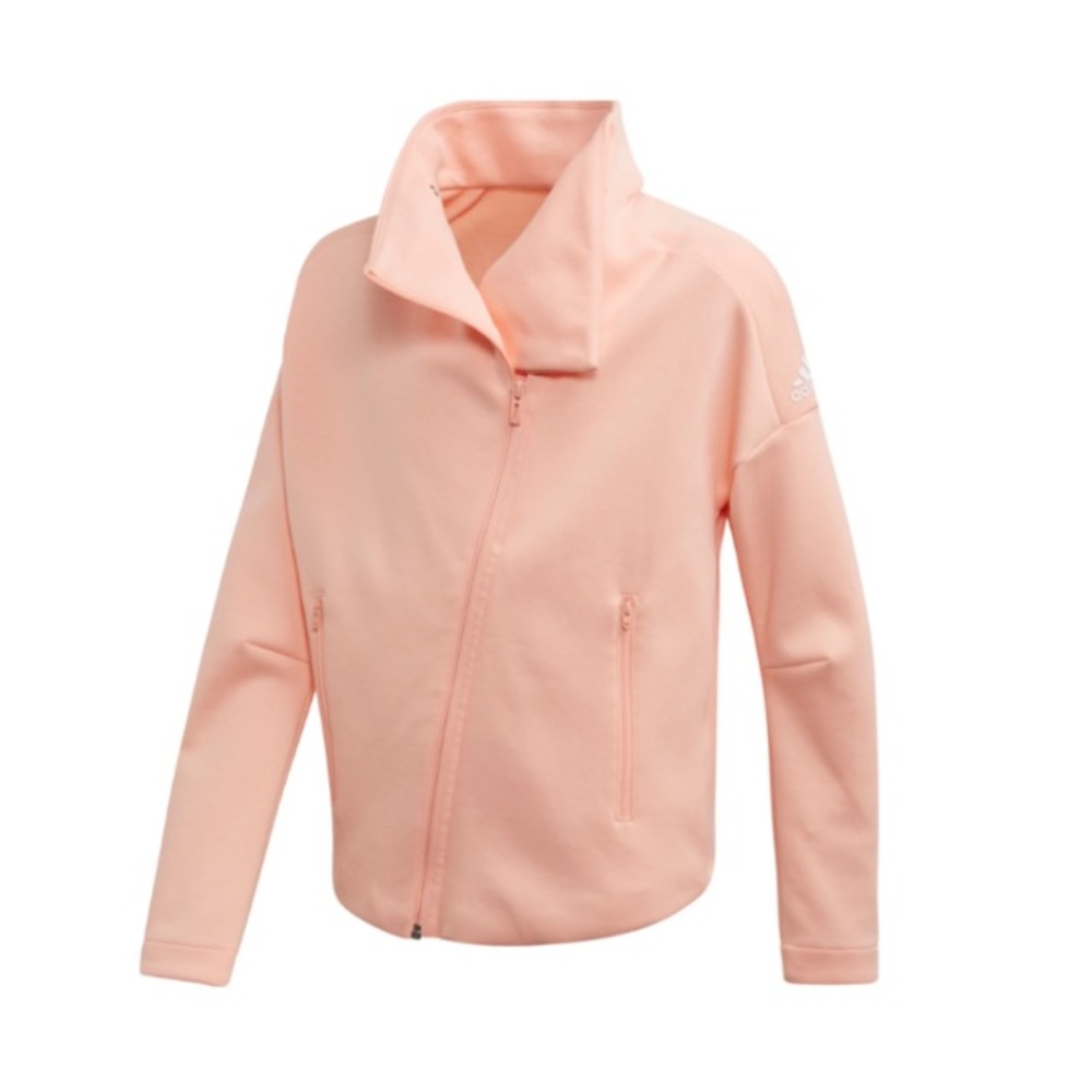 Adidas Pink/Peach Girls Asymmetrical Zip Up Jacket•NWOT